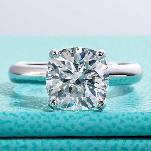 Jewelry - Certified 3.5 ct. t.w. Moissanite Diamond Cushion Cut Engagement Ring NEW